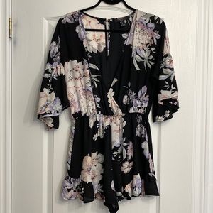 Black floral romper